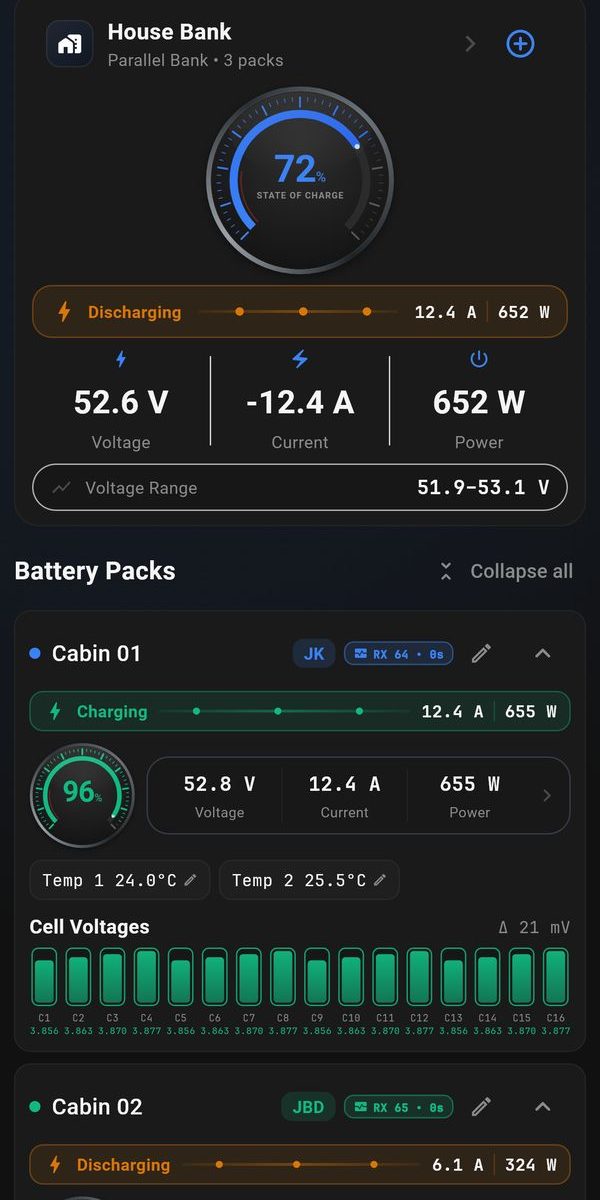 Precision Blue skin on the MultiBMS dashboard